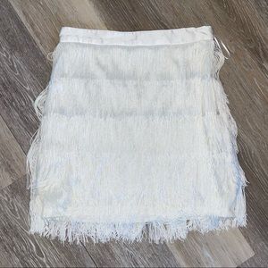 MESHKI sofia fringe mini skirt